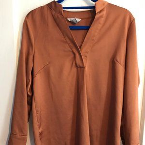 Bronze H&M tunic-style blouse, V-neck